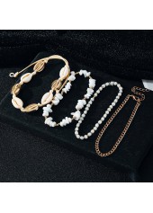 Golden Shell Alloy Beaded Design Anklets
