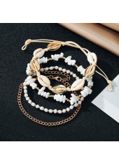 Golden Shell Alloy Beaded Design Anklets