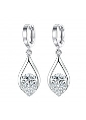 Silver Hollow Copper Teardrop Design Earrings