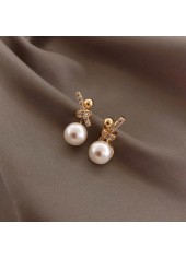 Golden Pearl Bow Design Alloy Earrings