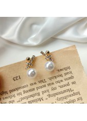 Golden Pearl Bow Design Alloy Earrings