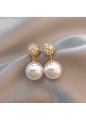 Golden Alloy Round Pearl Design Earrings