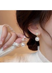 Golden Alloy Round Pearl Design Earrings