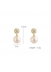 Golden Alloy Round Pearl Design Earrings