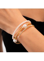 Golden Round Pearl Beaded Design Bangle