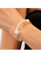Golden Round Pearl Beaded Design Bangle