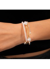 Golden Round Pearl Beaded Design Bangle