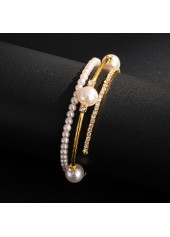 Golden Round Pearl Beaded Design Bangle