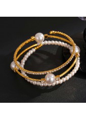 Golden Round Pearl Beaded Design Bangle