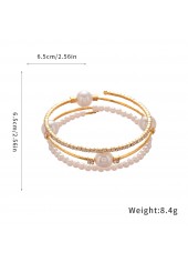 Golden Round Pearl Beaded Design Bangle