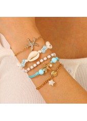 Light Blue Shell Alloy Starfish Bracelets