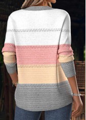 Striped Tummy Coverage Multi Color Long Sleeve T Shirt