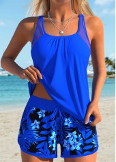 Mid Waisted Floral Print Tummy Coverage Tankini Set