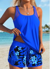 Mid Waisted Floral Print Tummy Coverage Tankini Set