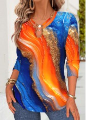 Ombre Tummy Coverage Multi Color Long Sleeve T Shirt