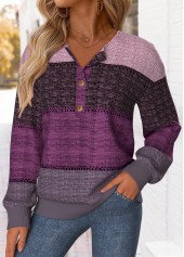 Striped Tummy Coverage Purple Long Sleeve Sweatshirt