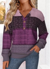 Striped Tummy Coverage Purple Long Sleeve Sweatshirt