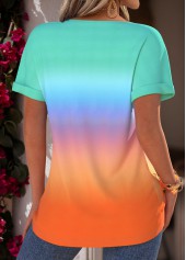 Ombre Tummy Coverage Multi Color Short Sleeve T Shirt