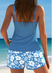 Mid Waisted Floral Print Tummy Coverage Tankini Set