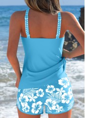 Mid Waisted Floral Print Tummy Coverage Tankini Set