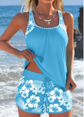 Mid Waisted Floral Print Tummy Coverage Tankini Set