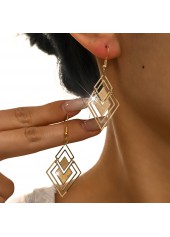 Golden Geometric Hollow Square Copper Earrings