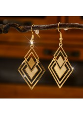Golden Geometric Hollow Square Copper Earrings