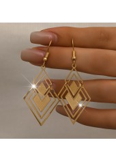 Golden Geometric Hollow Square Copper Earrings