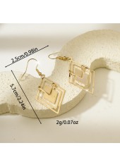 Golden Geometric Hollow Square Copper Earrings