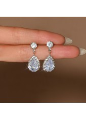 Silver Color Droplet Artificial Zircon Earrings