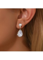 Silver Color Droplet Artificial Zircon Earrings