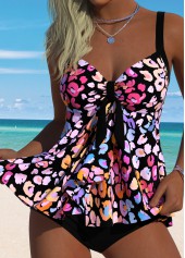 Leopard Tummy Coverage Multi Color Tankini Top-No Bottom