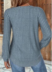 Dusty Blue Long Sleeve Round Neck Sweatshirt