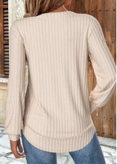 Beige Long Sleeve Round Neck Sweatshirt