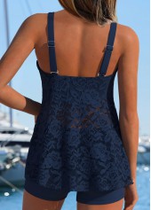 Mid Waisted Tropical Plants Print Tummy Coverage Tankini Set