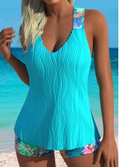 Mid Waisted Marine Life Print Tummy Coverage Tankini Set