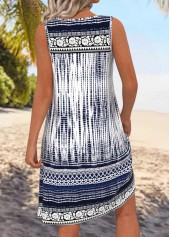 Tie Dye Print Cut Out Multi Color Sleeveless Dress
