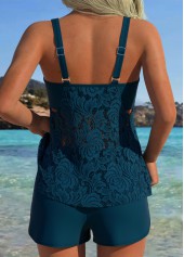 Mid Waisted Tummy Coverage Peacock Blue Tankini Set