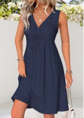 Tummy Coverage Navy Short Sleeveless V Neck Dress