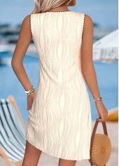 Tummy Coverage Beige Short Sleeveless Round Neck Dress