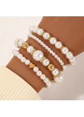 Golden Heart Design Round Pearl Bracelets