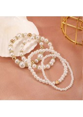 Golden Heart Design Round Pearl Bracelets