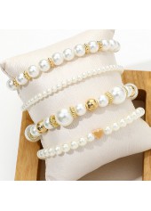 Golden Heart Design Round Pearl Bracelets