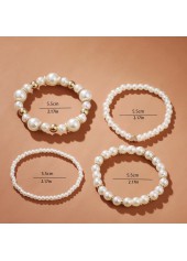 Golden Heart Design Round Pearl Bracelets
