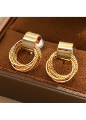 Golden Scrunchie Geometric Design Copper Earrings