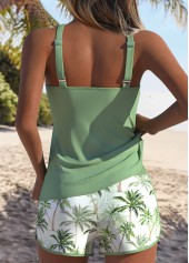 Mid Waisted Tropical Plants Print Tummy Coverage Tankini Set