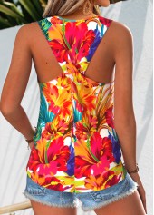 Tropical Plants Print Multi Color Sleeveless Tank Top