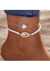 Beige Color Shell Detail Adjustable Anklets