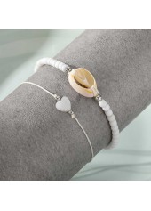 Beige Color Shell Detail Adjustable Anklets