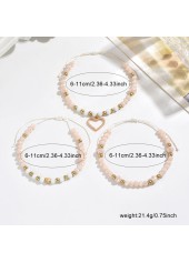 Golden Heart Pearl Beaded Anklet Set